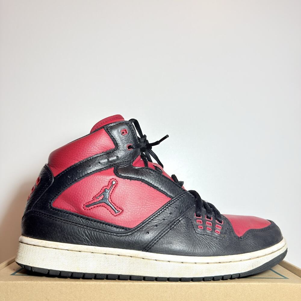 Nike Air Jordan 1 Flight Mid Bred Black Varsity Red Men's Size 10.5 High Sneaker